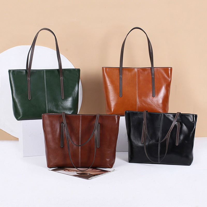 Women's Contrast Color Commuter Large Capacity Retro Bags