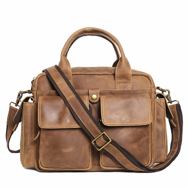 Men's Top Layer Crazy Horse Leather Large Bags