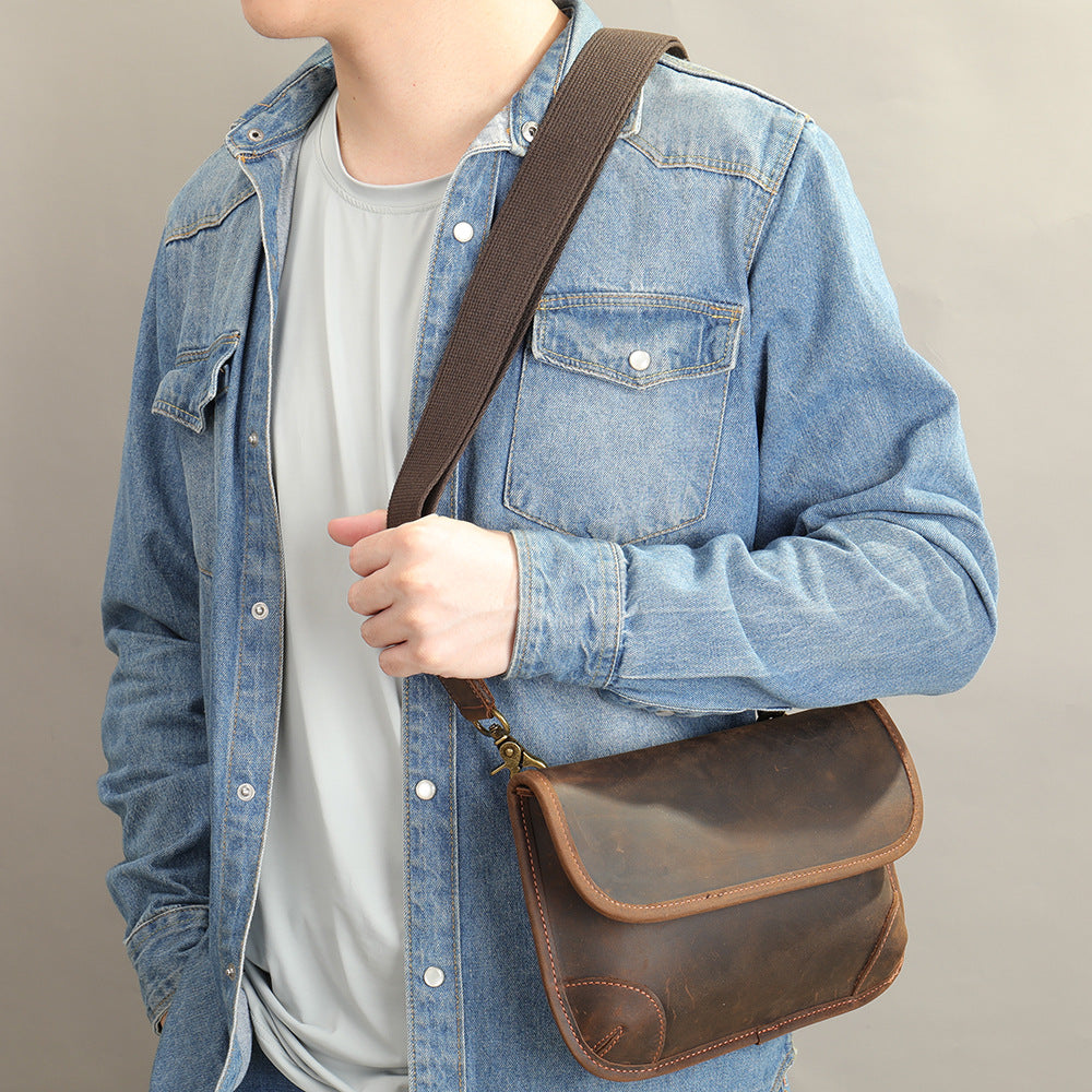 Men's Fashion Leather Trendy Cool Cowhide Men's Messenger Bags