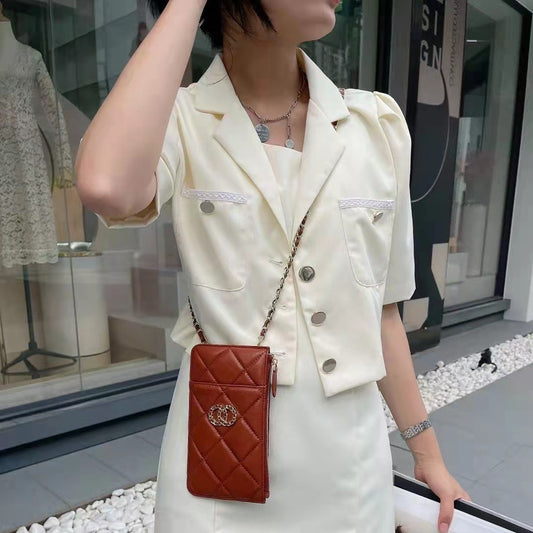 Women's Mobile Fashion Sheepskin Vertical Mini Phone Bags