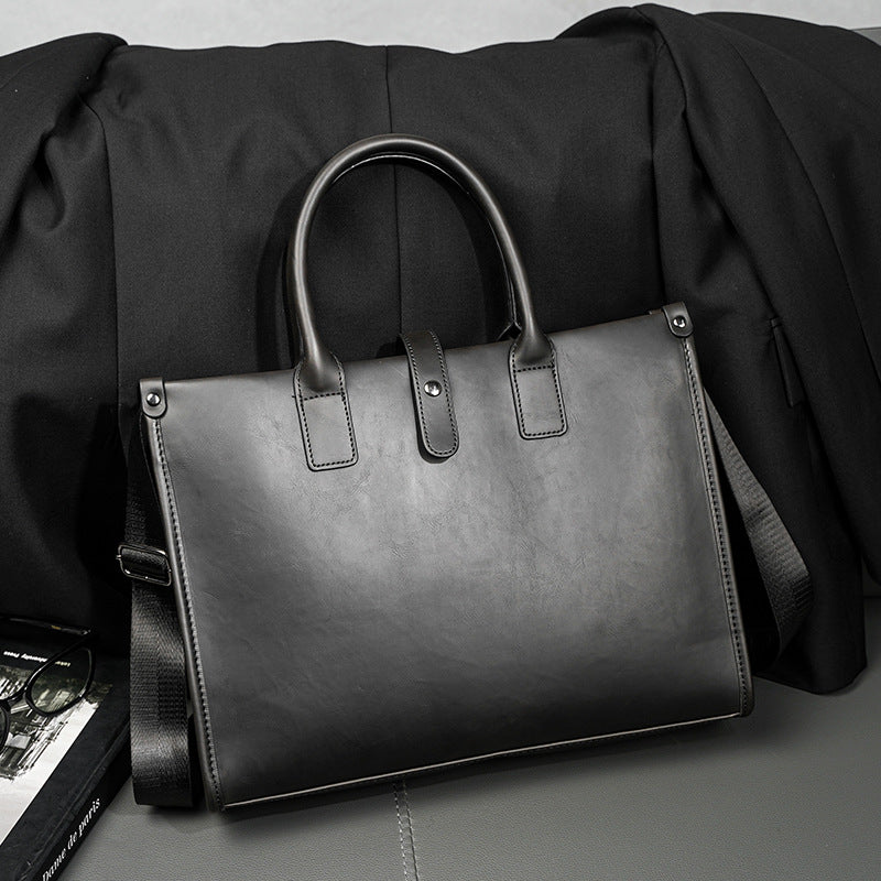 Men's Crazy Horse Leather Retro Leisure Business Men's Shoulder Bags