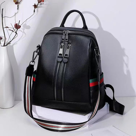 Women's Versatile Korean Style Top Layer Cattlehide Backpacks