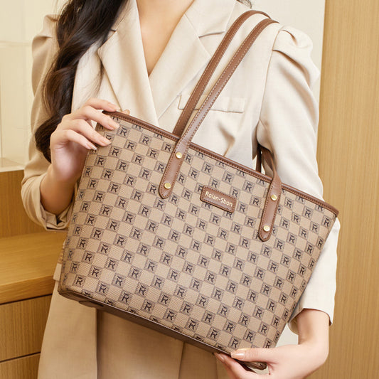 Women's Large Capacity Totes Chessboard Single Mother Tote Bags