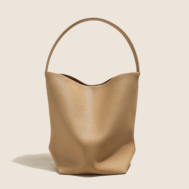 Women's Layer Cowhide Big Leather Commute Large Bucket Bags