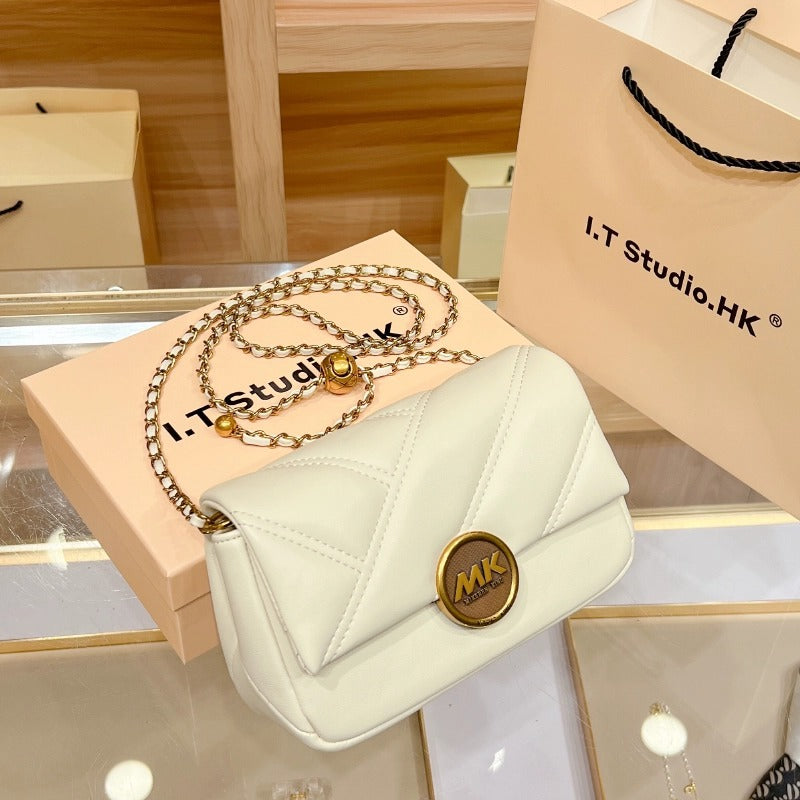 Women's Genuine Leather Rhombus Chain Fashionable Fashion Small Square Bags
