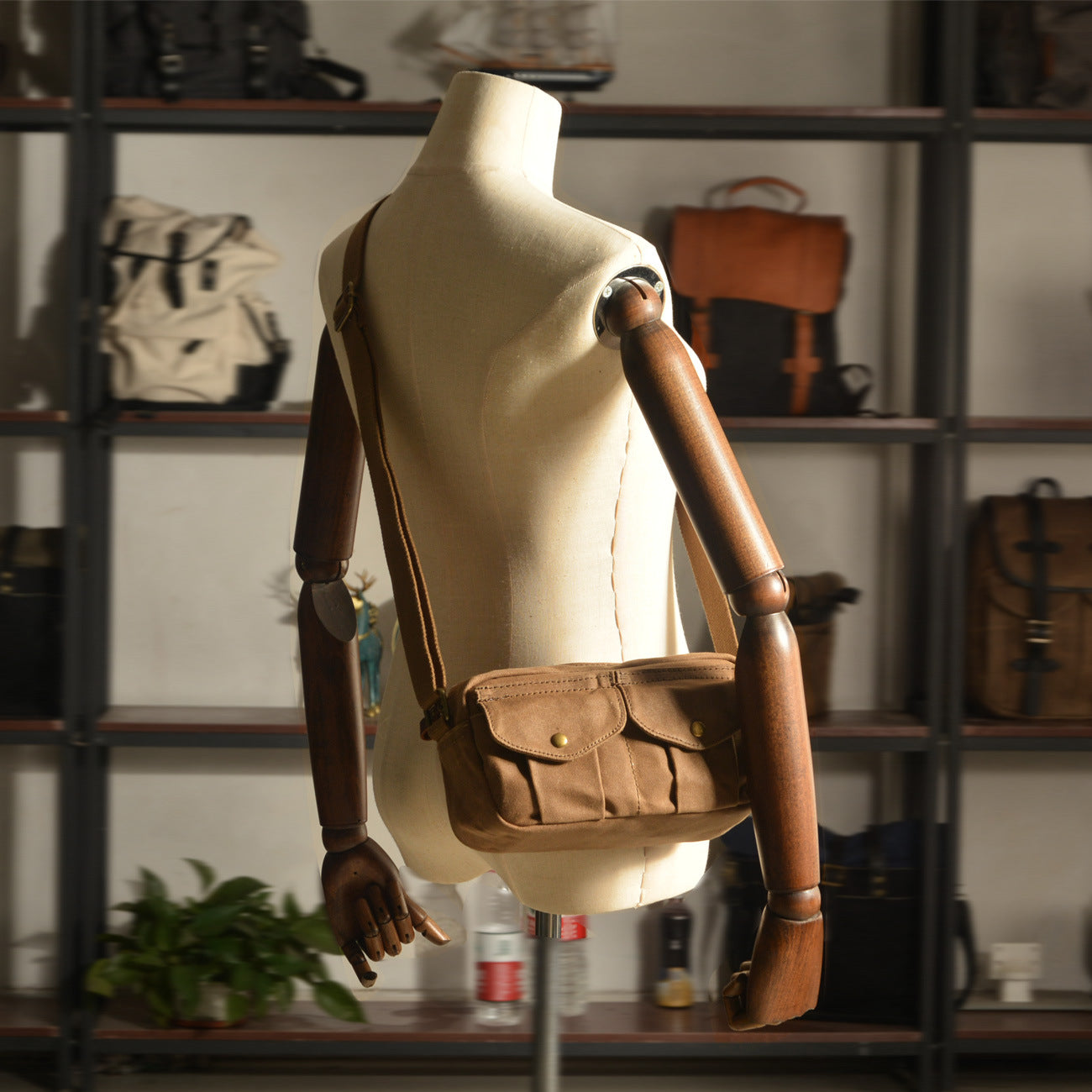 Men's Leisure Oblique Waterproof Oil Wax Canvas Bags