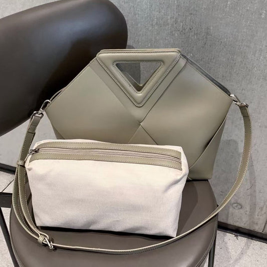 Women's Big Leather Large Capacity Woven Fashion Shoulder Bags