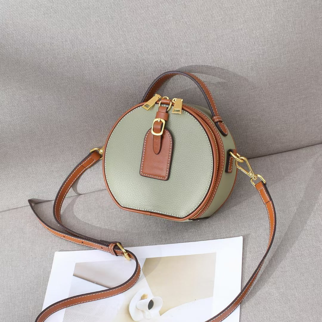 Women's Genuine Leather Mini Round First Layer Shoulder Bags
