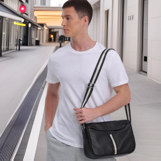 Men's Commuter First Layer Cowhide Large Capacity Men's Shoulder Bags