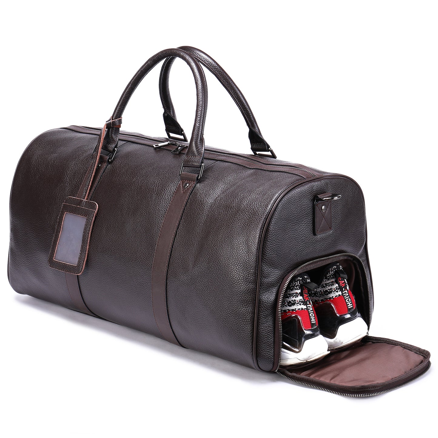 Men's Traveling Black With Shoe Position Cowhide Travel Bags