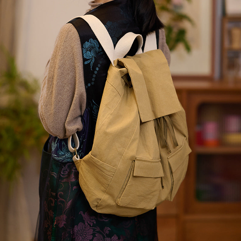 Linen Large Capacity Korean Style Simple Backpacks