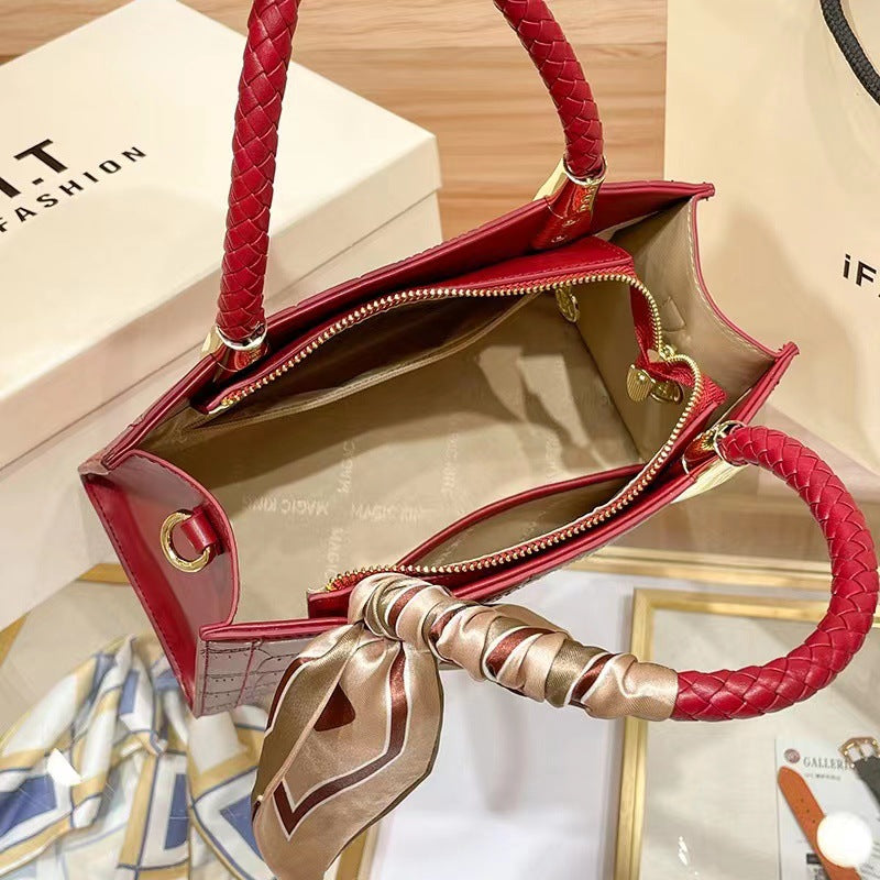 Women's Bride Red Wedding Large Capacity Leather Handbags