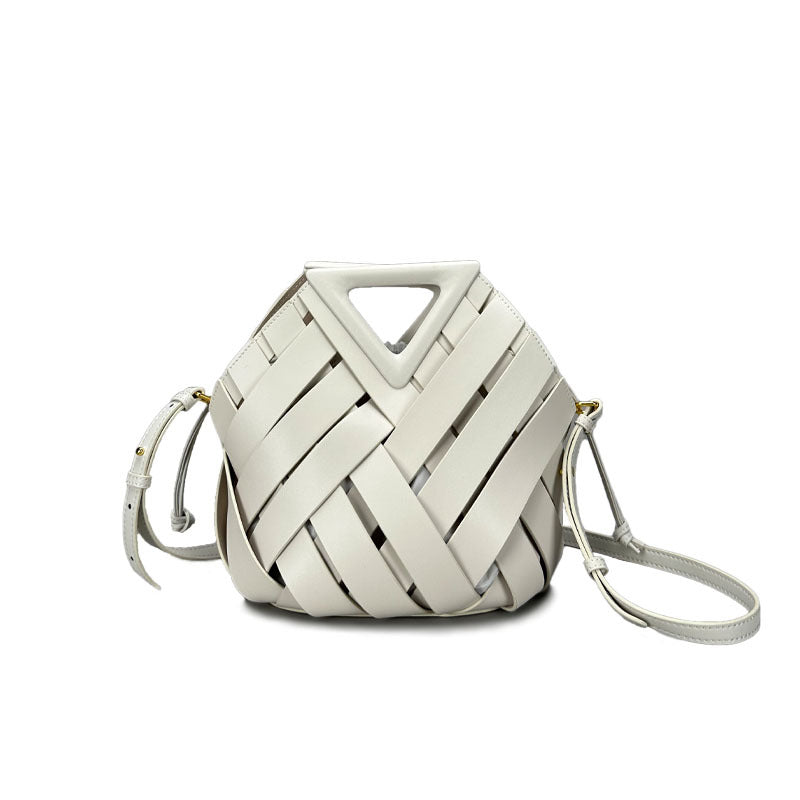 Women's Vegetable Basket Triangle Magnetic Authentic Leather Handbags
