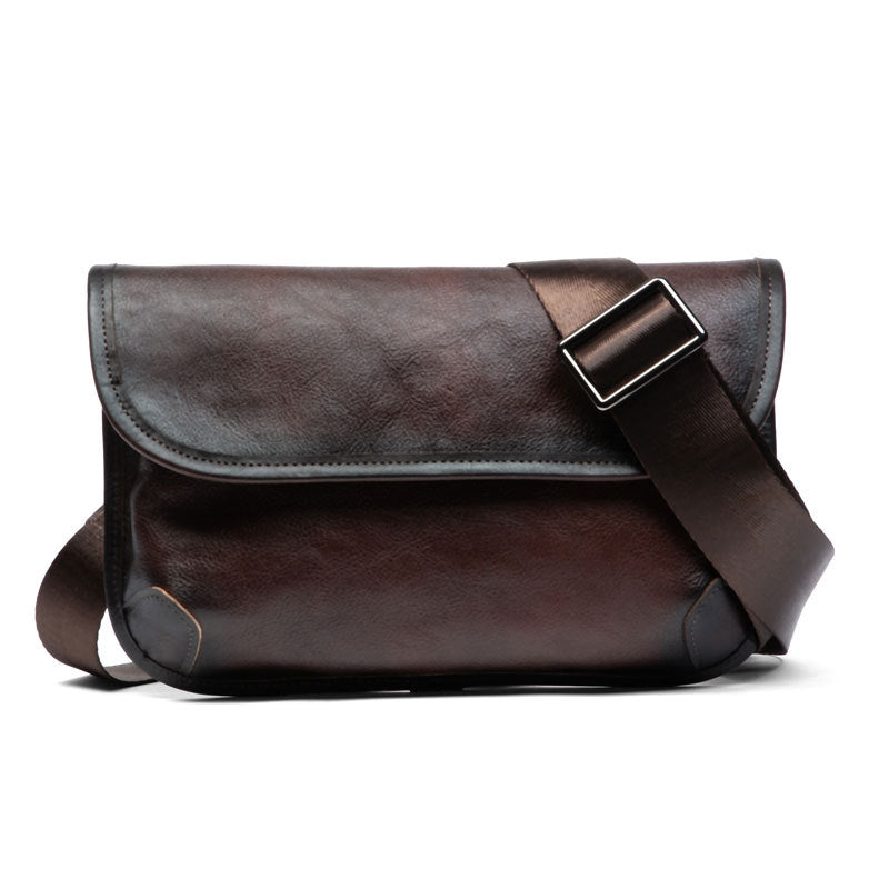 Men's Leather Envelope Retro First Layer Cowhide Shoulder Bags