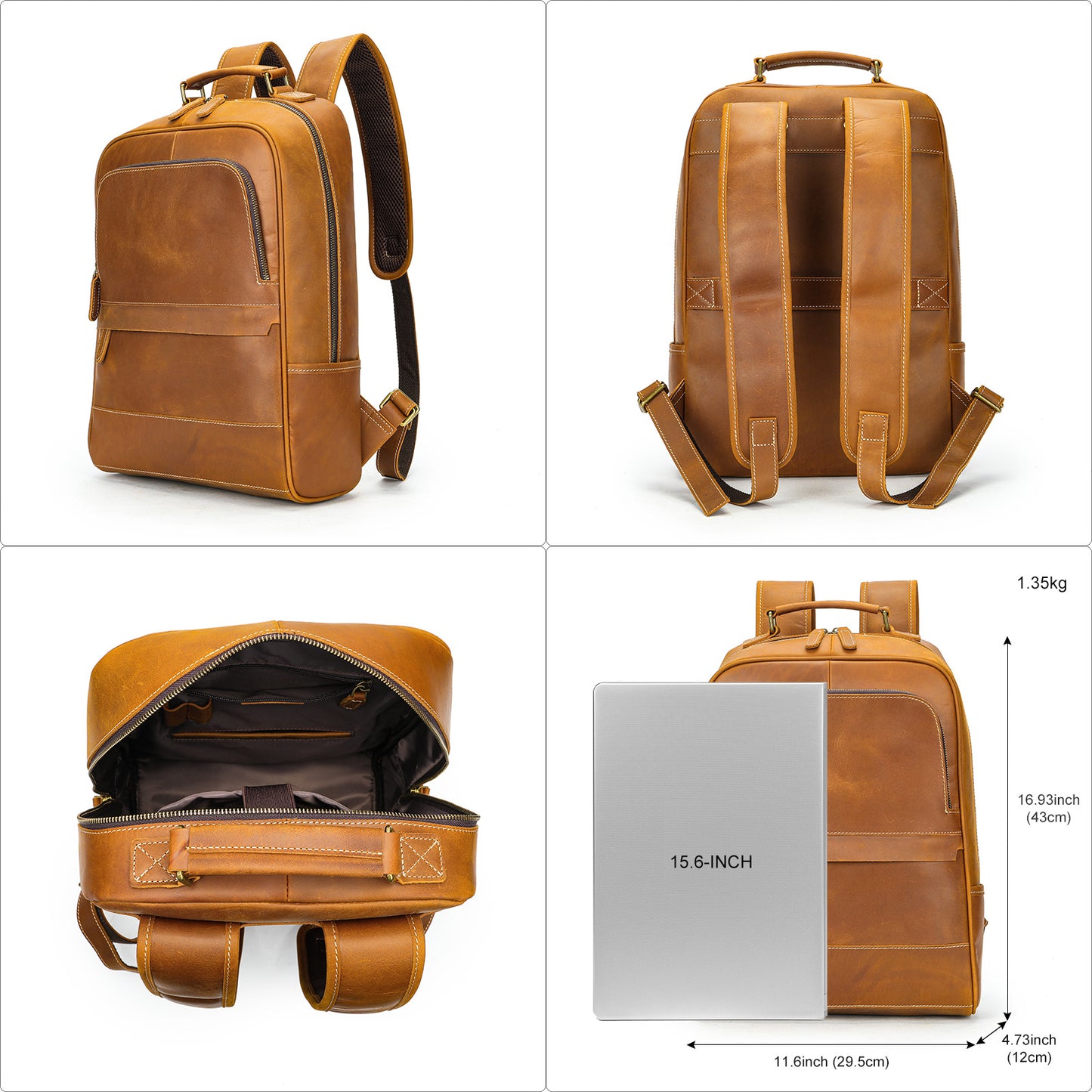 Men's Horse Leather First Layer Cowhide Retro Backpacks