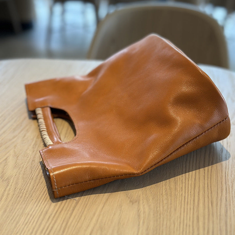Women's Handmade Vegetable Tanning Leather Packet Artistic Bags