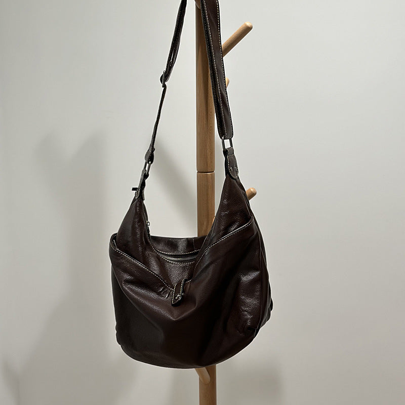 Korean Leather Large Top Layer Cowhide Crossbody Bags