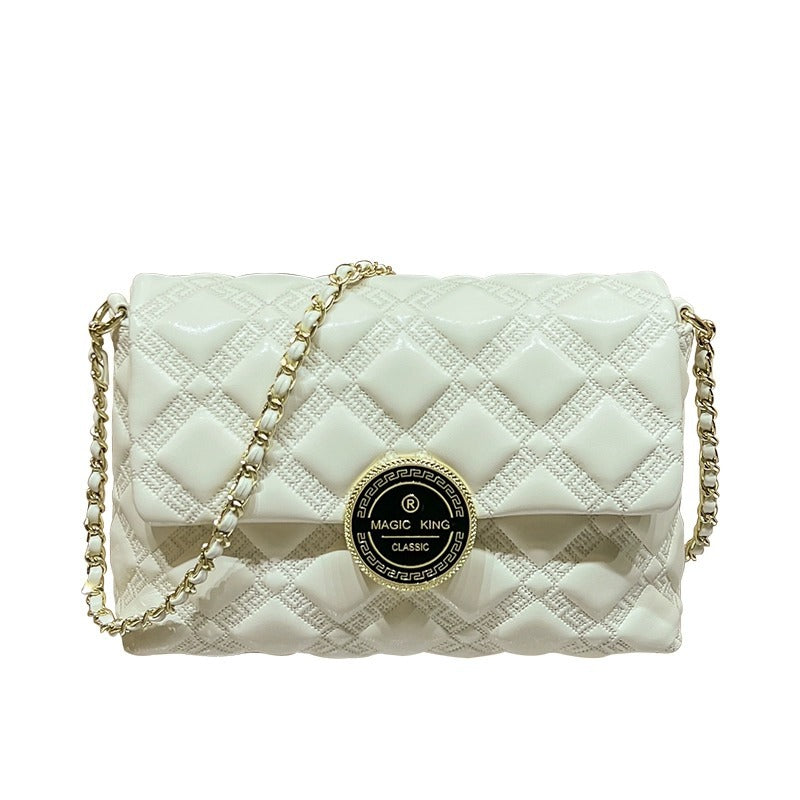 Genuine Leather Golden Ball Diamond Chain Shoulder Bags