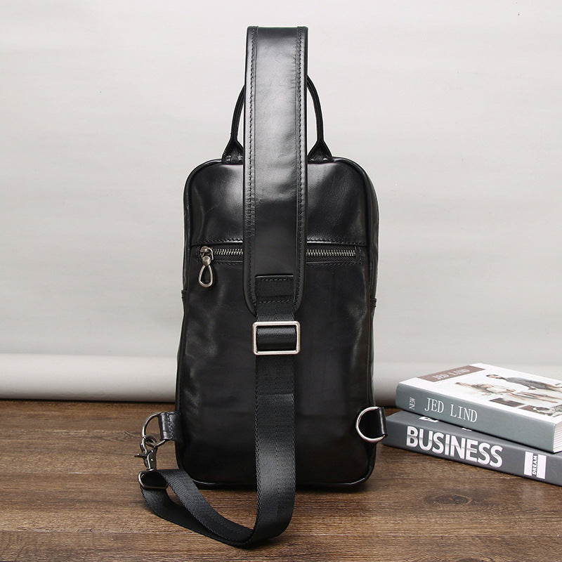Men's Leather Large Capacity Fashion Trend Compartment Men's Chest Bags