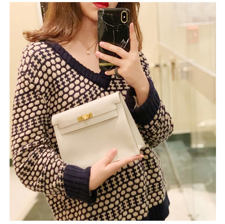 Women's Trendy Retro Kelly Dancing Leather Underarm Bags
