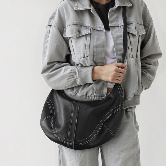 Women's Crystal Grain Surface High-grade First Layer Cowhide Crossbody Bags