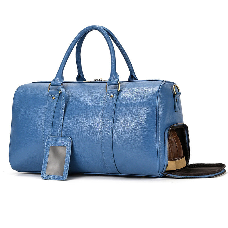Men's Traveling Litchi Pattern Vintage Fashion Blue Travel Bags