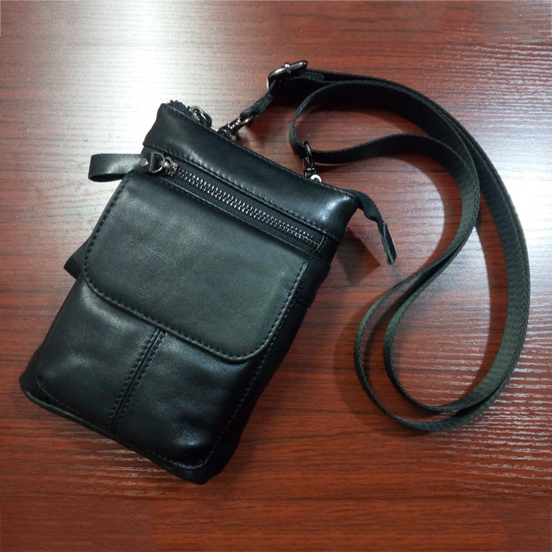 Men's Genuine Leather Mobile First Layer Cowhide Men's Waist Packs