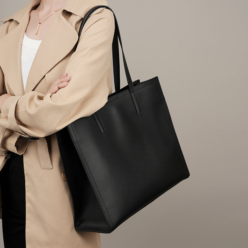Genuine Leather Large Capacity Totes Black Tote Bags