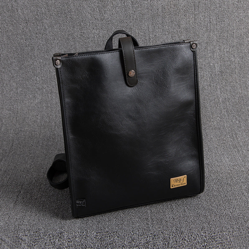 Men's Style Leather Large Capacity Retro College Green Backpacks
