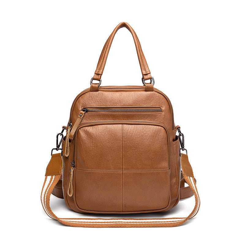 Women's Fashion Korean Soft Leather Large Capacity Backpacks