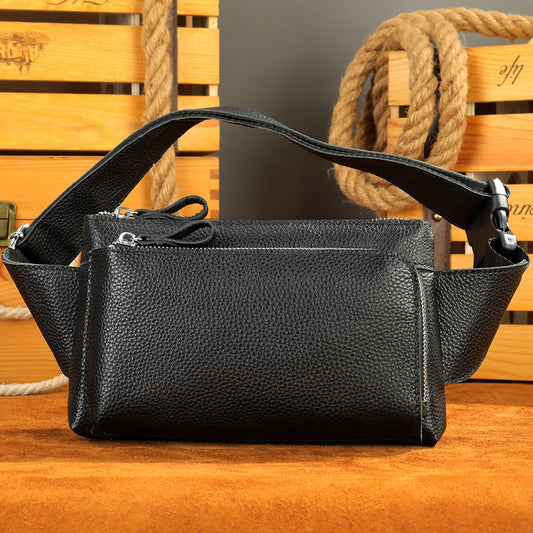 Men's Cell Horizontal Large Capacity Mobile Cow Men's Waist Packs