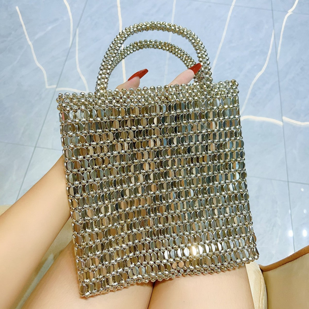 Metal Shiny Beaded Sequins Underarm Shopping Armpit Bags