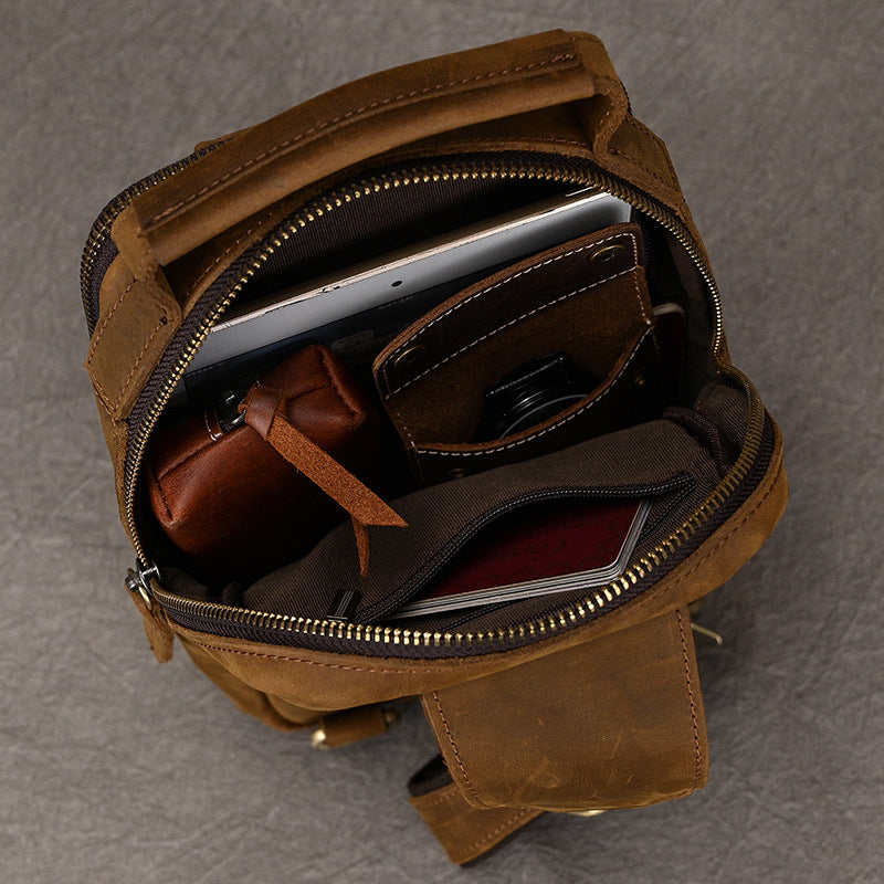 Men's Crazy Horse Leather Leisure Cowhide Bags