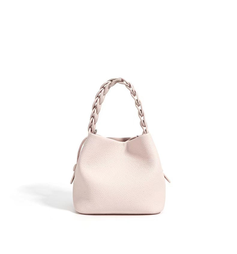 Top Layer Cowhide Autumn Textured Genuine Leather Bucket Bags