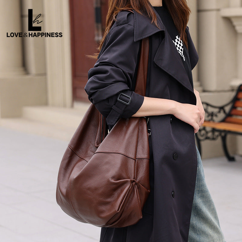 Women's Fashion Leather Retro Trendy Korean Style Large Shoulder Bags