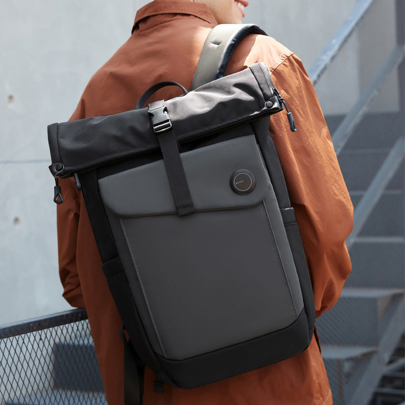 Men's Fashion Commuter Adjustable Volume Cover Simple Backpacks