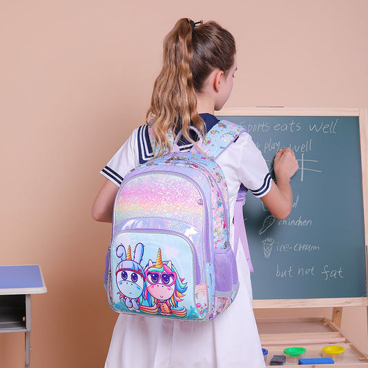 Grade Primary Rainbow Cartoon Cute Unicorn Elementary School Students' Schoolbags