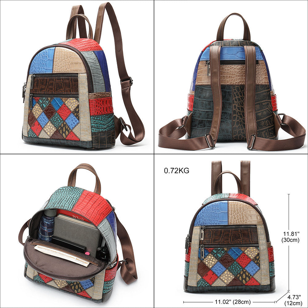 Women's Colorful Genuine Leather Retro Ethnic Style Backpacks