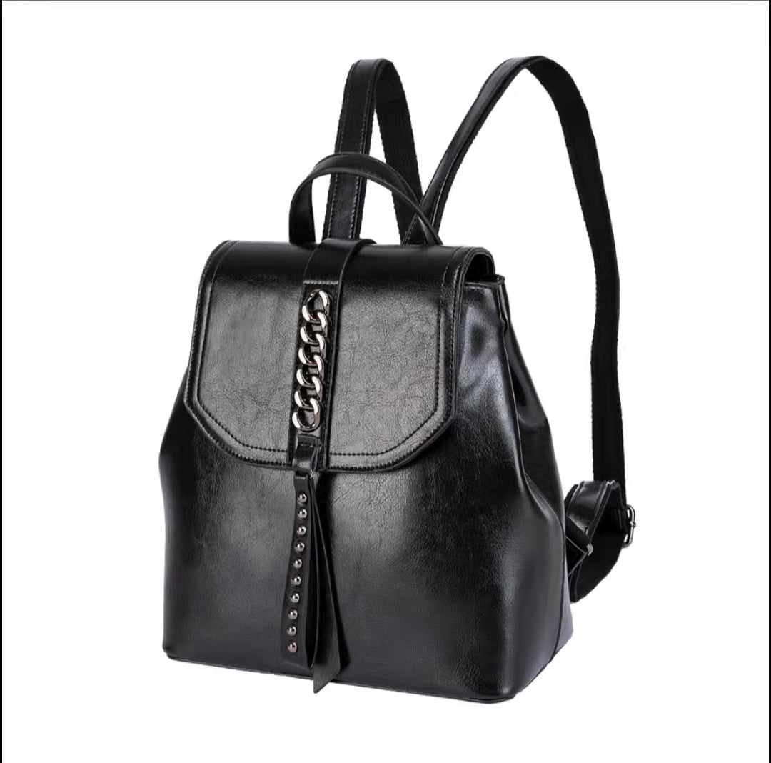 Women's Genuine Leather Fashion Storage Commuter Magnetic Backpacks
