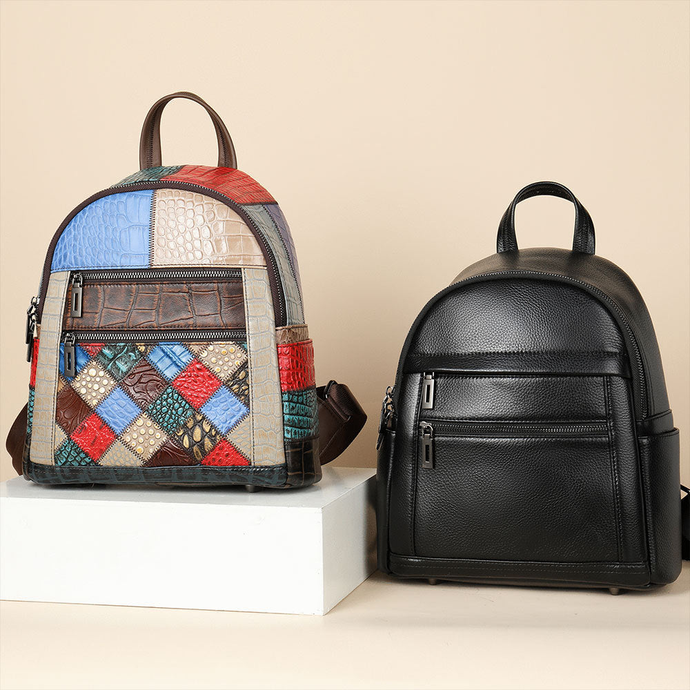 Women's Colorful Genuine Leather Retro Ethnic Style Backpacks