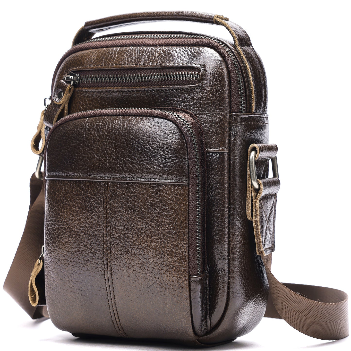 Vintage Leather Cowhide Trendy Fashion Business Men's Messenger Bags