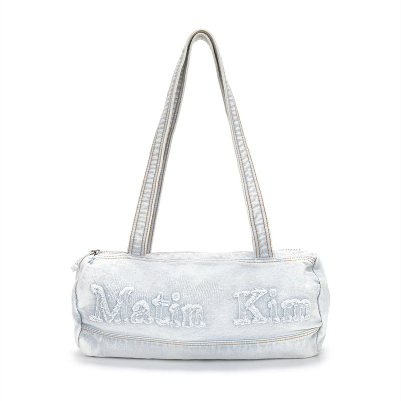 Women's Vintage Embroidery Denim On One Hand Tote Bags