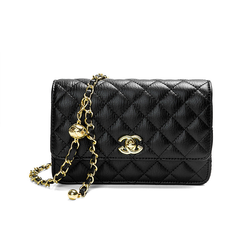 Women's Genuine Leather Fortune Rhombus Golden Balls Crossbody Bags