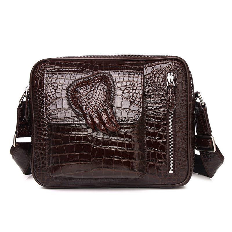 Men's Crocodile Pattern Leather Business Horizontal Large Men's Shoulder Bags