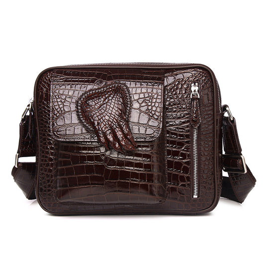 Men's Crocodile Pattern Leather Business Horizontal Large Men's Shoulder Bags