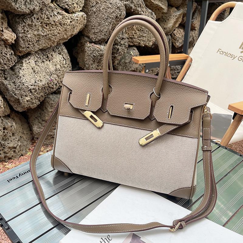 Women's Stitching Contrast Color One Kelly Large Handbags