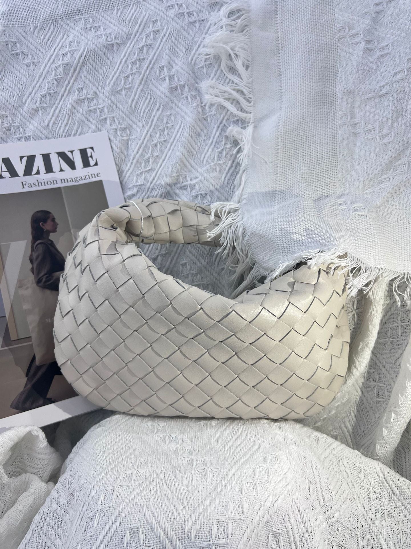 Women's Genuine Leather Hand-woven Cloud Soft Pleated Handbags