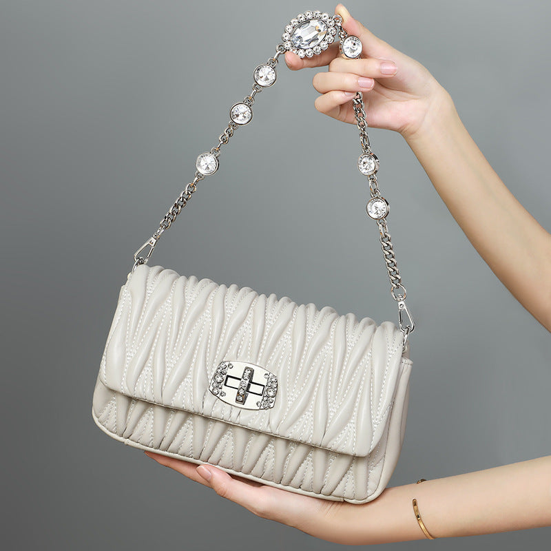 Cowhide Fashion Chain Underarm Western Style Handbags