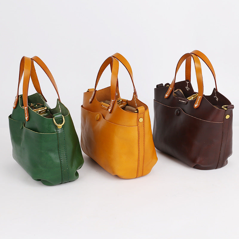 Style Retro Top Layer Cattlehide Leather Handbags