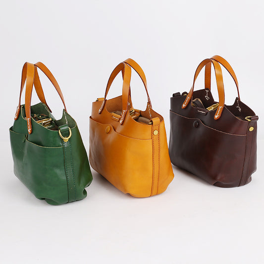 Style Retro Top Layer Cattlehide Leather Handbags